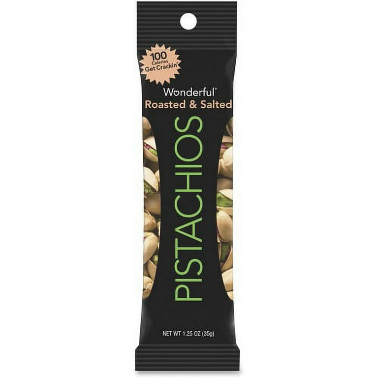Wonderful Roasted & Salted Pistachios - Cholesterol-free - Pistachio - 1.25 oz - 12 / Box Wonderful Roasted & Salted Pistachios - Cholesterol-free - Pistachio - 1.25 oz - 12 / Box