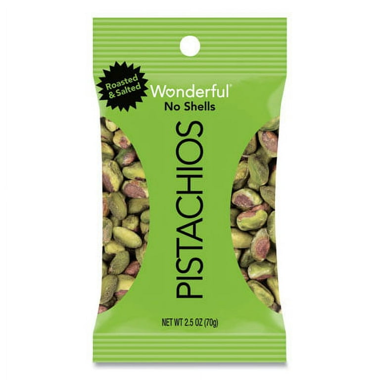 Wonderful Pistachios, Dry Roasted and Salted, 2.5 oz, 8/Box Wonderful Pistachios, Dry Roasted and Salted, 2.5 oz, 8/Box