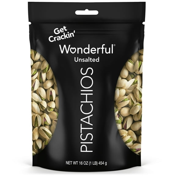 Wonderful Pistachios In-Shell Unsalted Nuts, 16 Ounce Resealable Bag