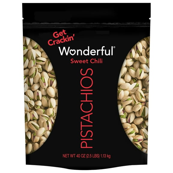 Wonderful Pistachios, In-Shell Sweet Chili Flavored Nuts, 40 Ounce Resealable Bag