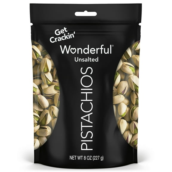 Wonderful Pistachios In-Shell Unsalted Nuts, 8 Ounce Resealable Bag