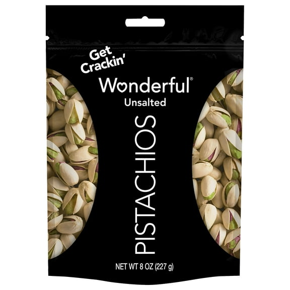 Wonderful Pistachios In-Shell Unsalted Nuts, 8 Ounce Resealable Bag