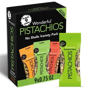 Wonderful Pistachios No Shells Variety Pack Nuts, 0.75 Ounce Bags (Pack of 9)