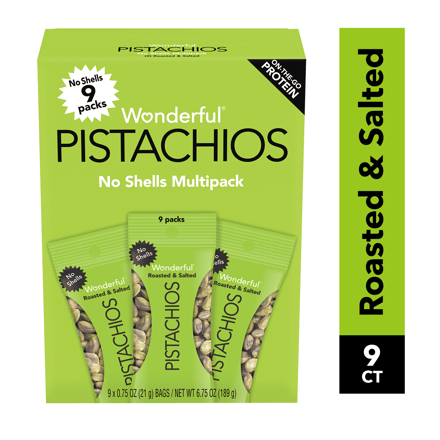 Wonderful Pistachios, No Shell, Roasted & Salted 0.75 oz Bag (9 count)