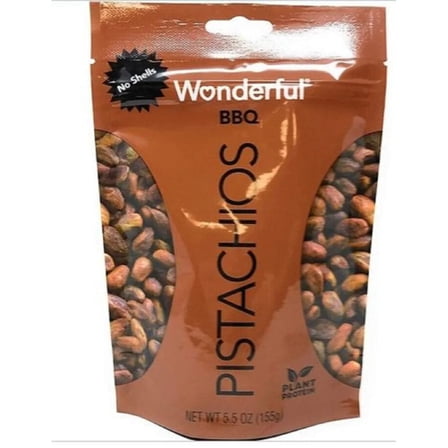 Wonderful Pistachios, No Shells BBQ Flavored Nuts, 5.5 Ounce Bag