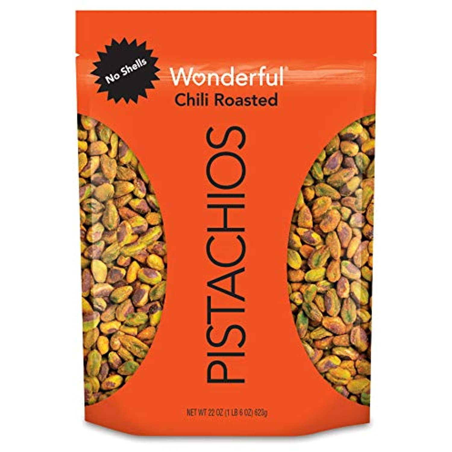 Wonderful Pistachios, No Shells, Chili Roasted, 22 Ounce Resealable Pouch