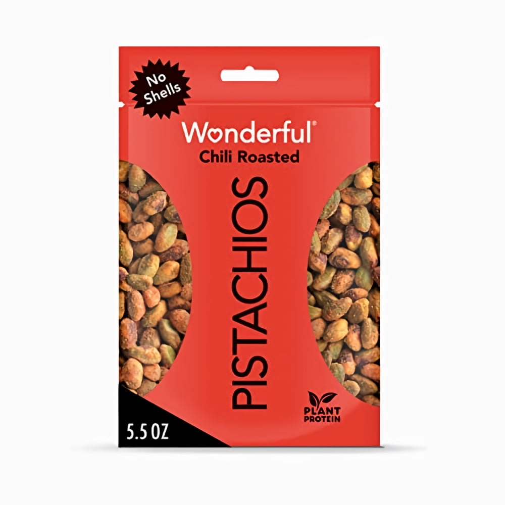 Wonderful Pistachios, No Shells, Chili Roasted, 5.5 oz (Pack of 6)