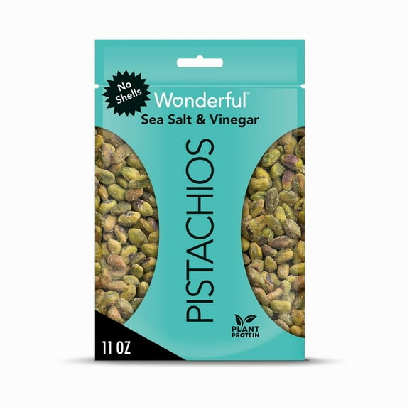Wonderful Pistachios No Shells, OIF8 Sea Salt & Vinegar Flavored Nuts, 11 Ounce Resealable Bag, Protein Snacks, Gluten Free, Healthy Snacks