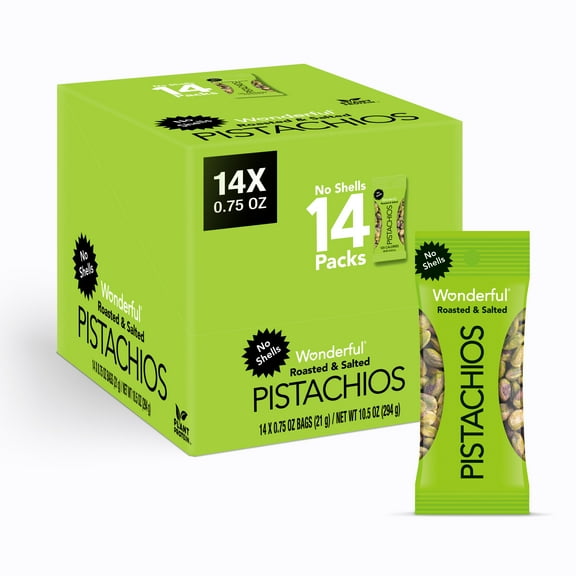 Wonderful Pistachios No Shells Roasted & Salted, 0.75 oz (Pack of 14)