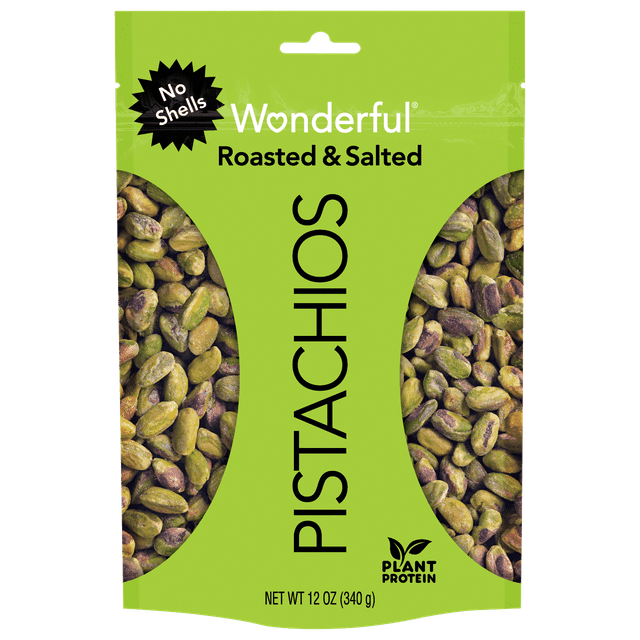 Wonderful Pistachios, No Shells Roasted & Salted Nuts, 12 Ounce Bag (Pack of 2)