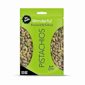 Wonderful Pistachios, No Shells, CM31&nbsp;Roasted and Salted Nuts, 12 Ounce Resealable Bag, Good Source of Protein, Gluten Free, On-the Go-Snack