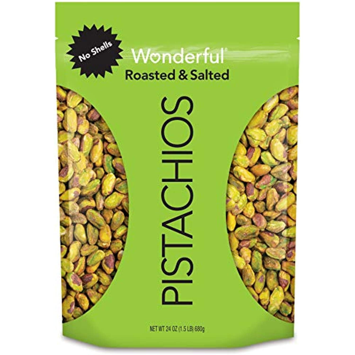 Wonderful Pistachios, No Shells, Roasted & Salted Nuts, 24 Ounce