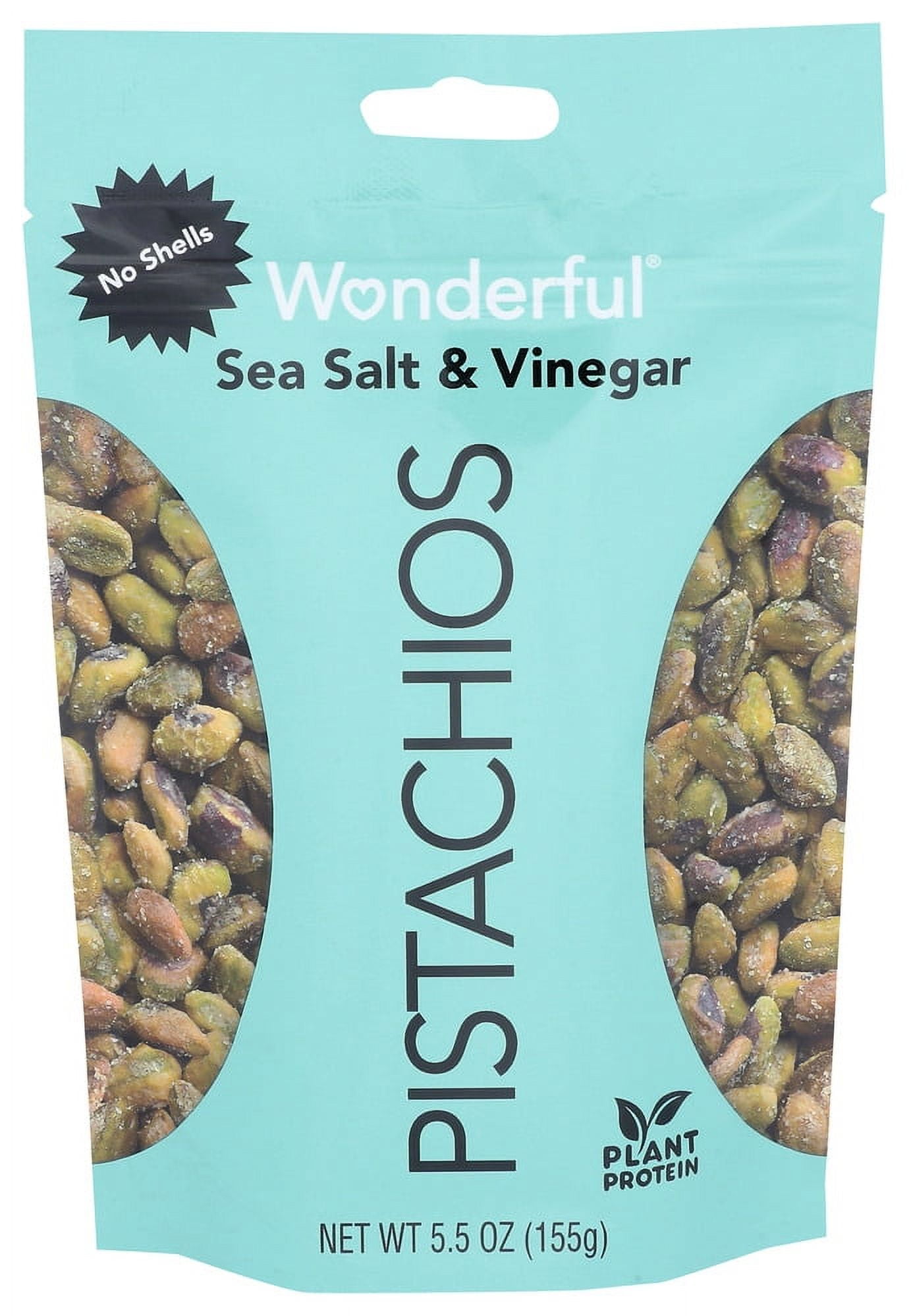Wonderful Pistachios No Shells, Sea Salt & Vinegar Nuts, 5.5 Oz, Pack of 10