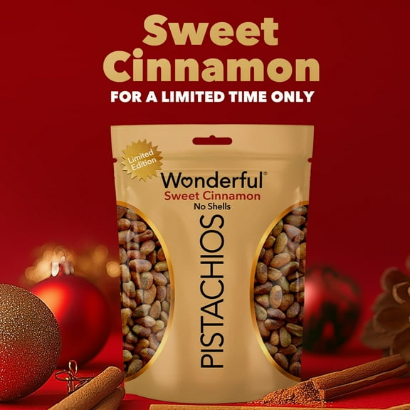 Wonderful Pistachios No Shells Sweet Cinnamon Nuts, 11 Ounce Bag