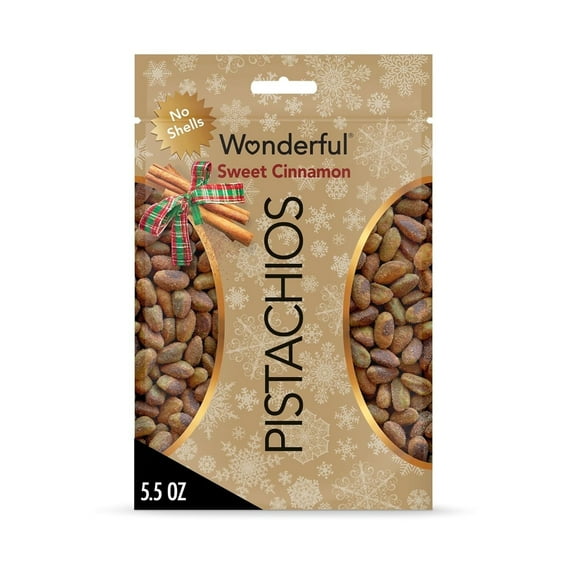 Wonderful Pistachios, No Shells Sweet Cinnamon Nuts, 5.5 Ounce Bag