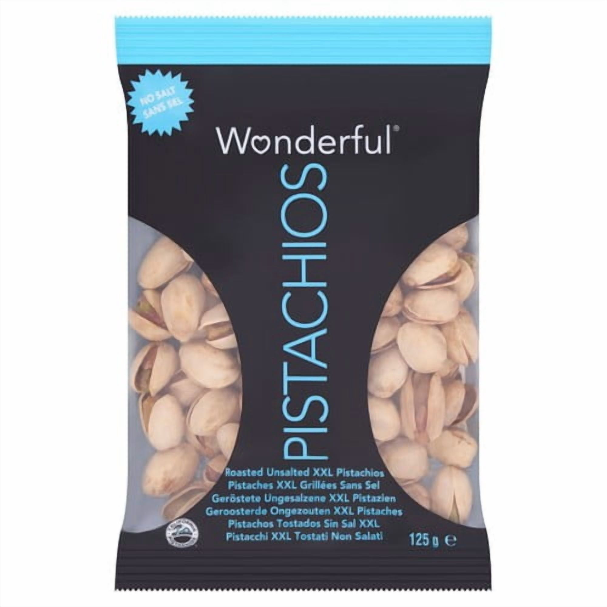 Wonderful Pistachios Roasted No Salt 125g, British Import (Pack of 3)