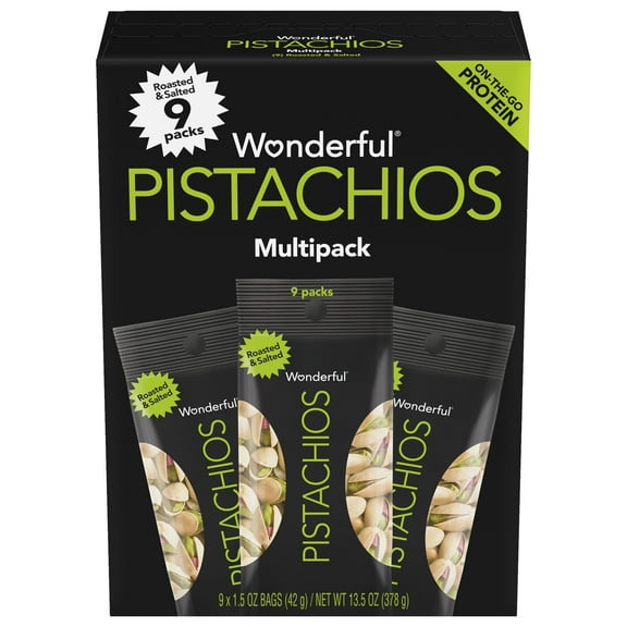 Wonderful Pistachios In-Shell Roasted & Salted, 1.5 oz (Pack of 9)
