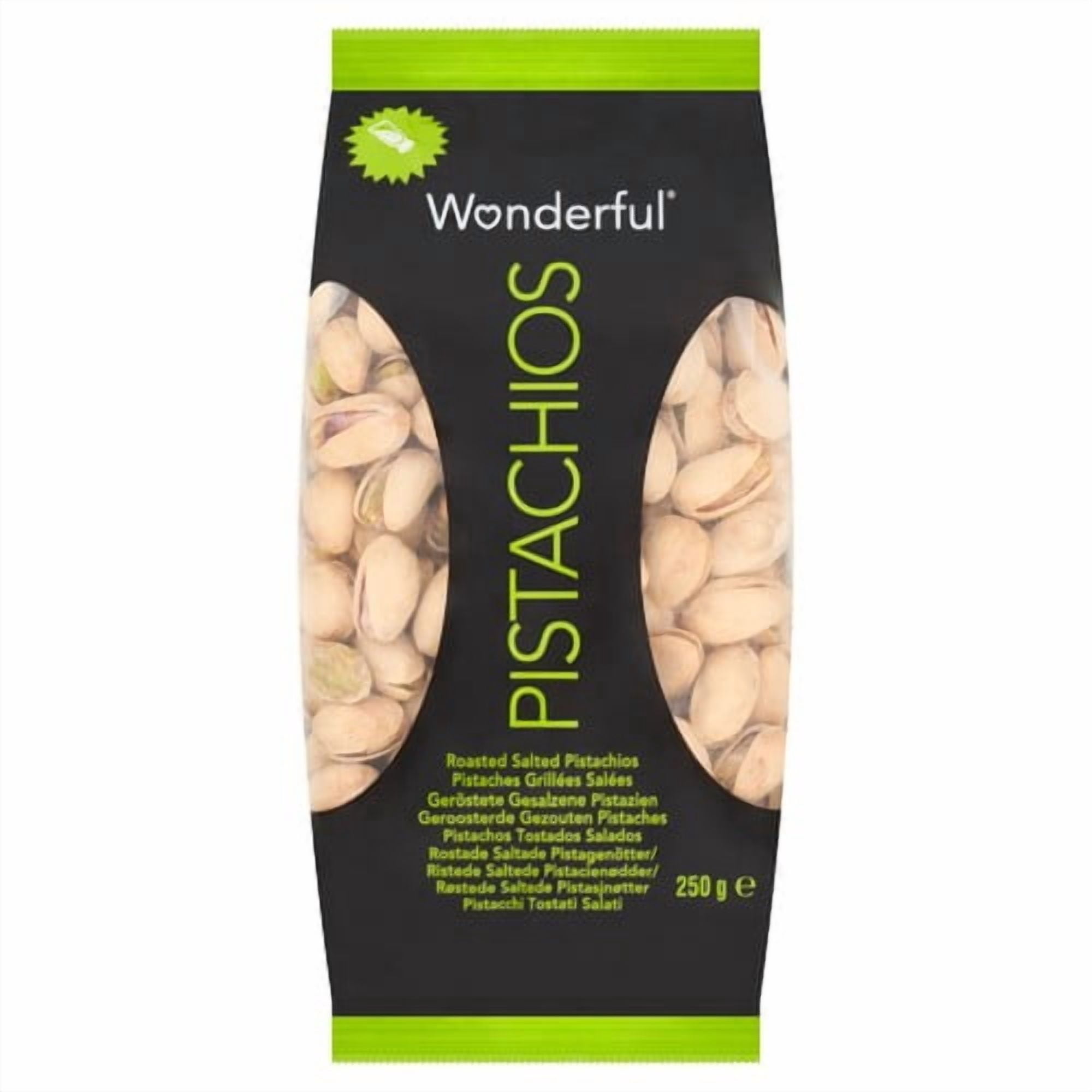 Wonderful Pistachios Roasted & Salted 250g, British Import (Pack of 3)