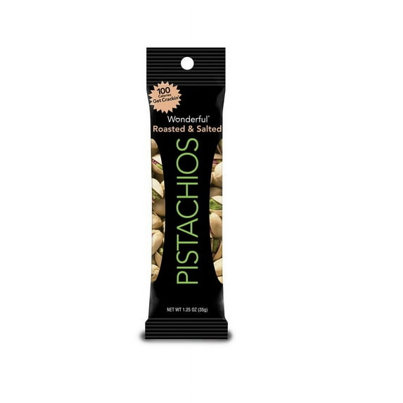 Wonderful Pistachios Roasted & Salted Pistachio Tube Pack, 1.25 oz - Case of 120