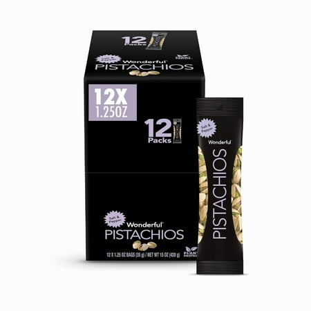 Wonderful Pistachios, In-Shell Salt & Pepper Flavored Nuts, 1.25 Ounce Bags (Pack of 12)