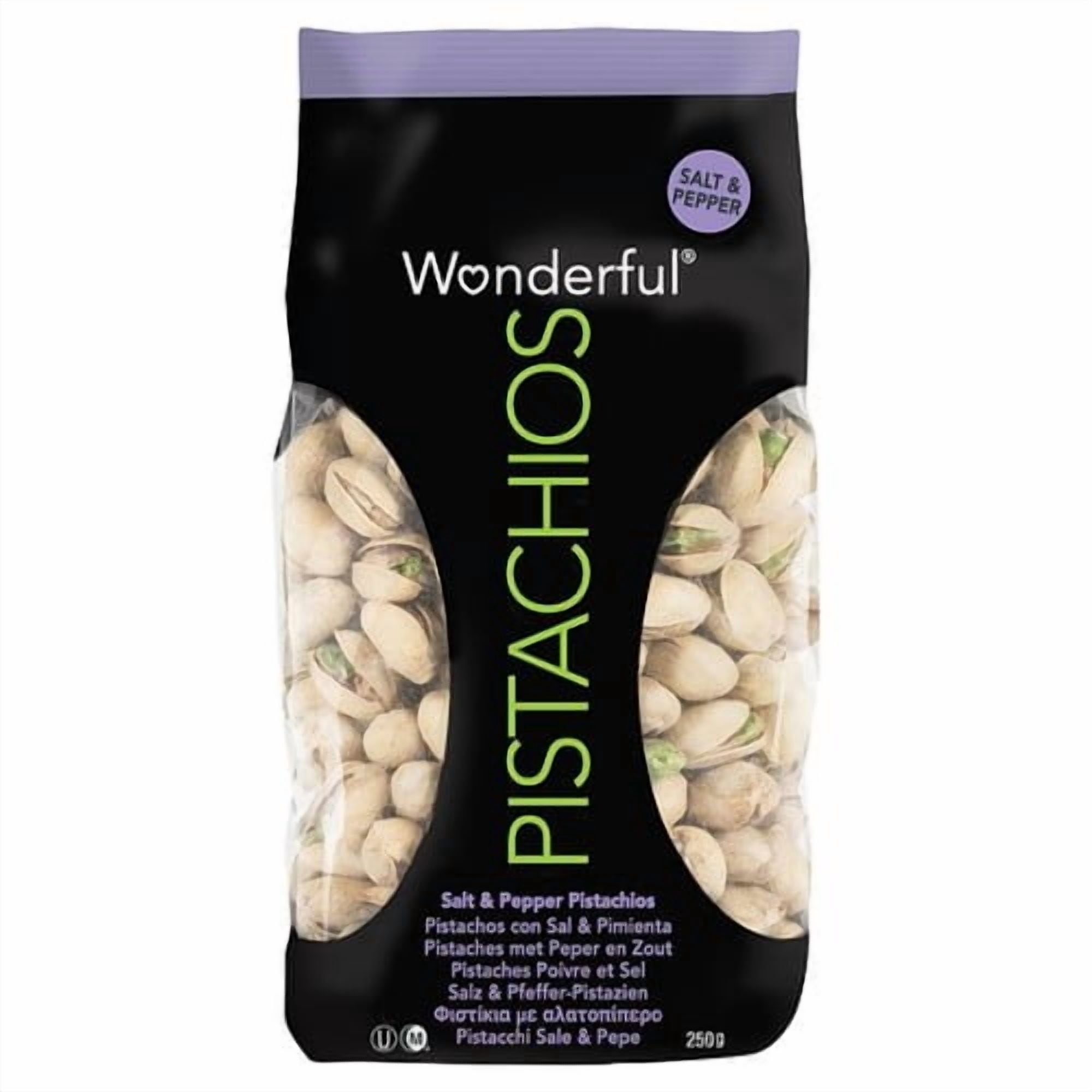 Wonderful Pistachios Salt & Pepper 250g, British Import (Pack of 3)
