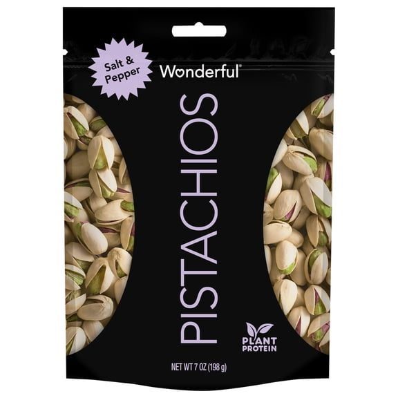 Wonderful Pistachios, In-Shell Salt & Pepper Flavored Nuts, 7 Ounce Bag