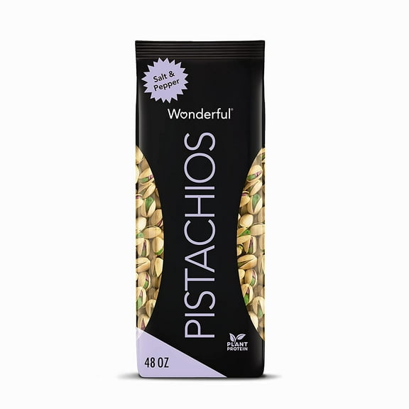 Wonderful Pistachios, Salt and Pepper Flavored, Bag, Salt & Pepper Flavor, 48 Ounce