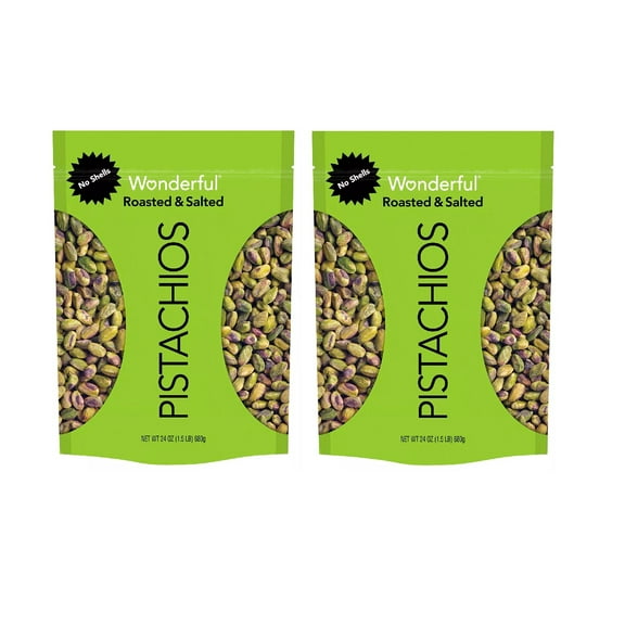 Wonderful Pistachios Shelled, Roasted and Salted (24 oz.) 2PK