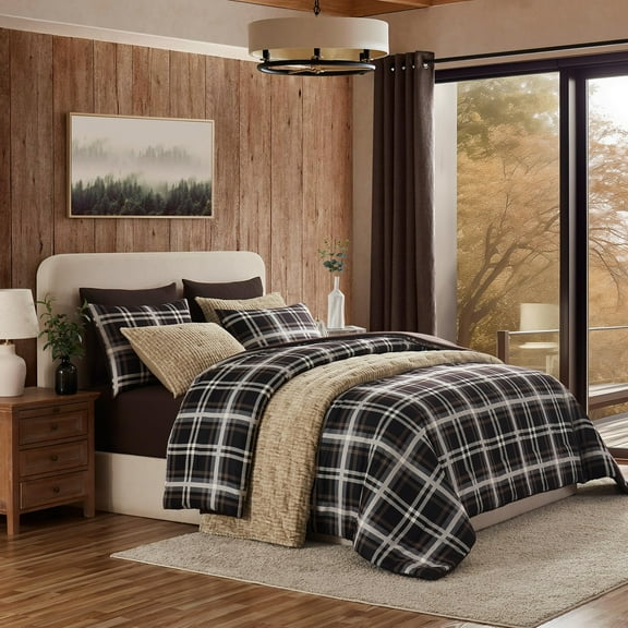 Wonderful Plaid Faux Wool Comforter Set – 3-Piece Cozy Stylish All-Season Bedding