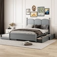 thumbnail image 1 of Wonderful Queen Size Bed With 2 Big Drawers And Twin Xl Trundle, Gray Platform Trundle Large Drawer Choices In - Rustic Bedroom Design For Assertive Living, 1 of 7