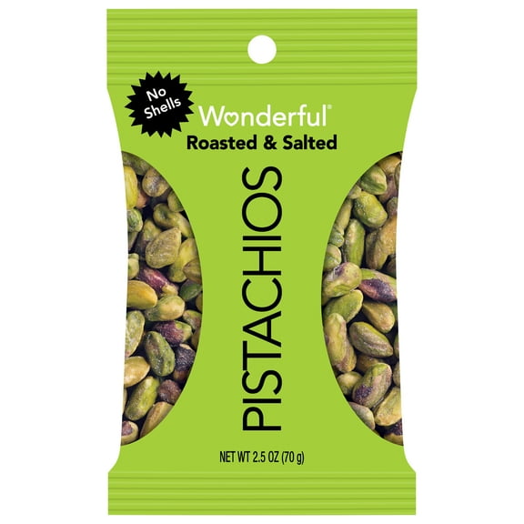 Wonderful Pistachios No Shells Roasted & Salted Nuts, 2.5 Ounce Bag