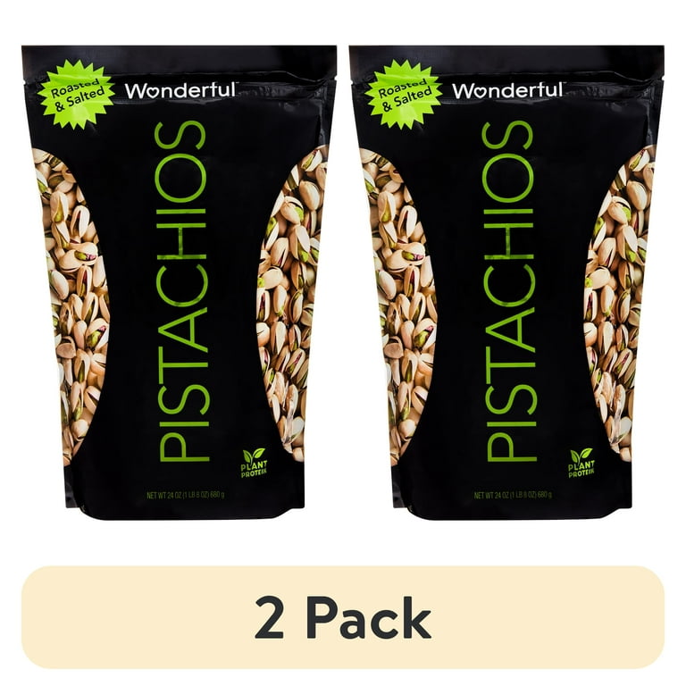 2 pack) Wonderful Pistachios, In-Shell Roasted & Salted Nuts, 24 