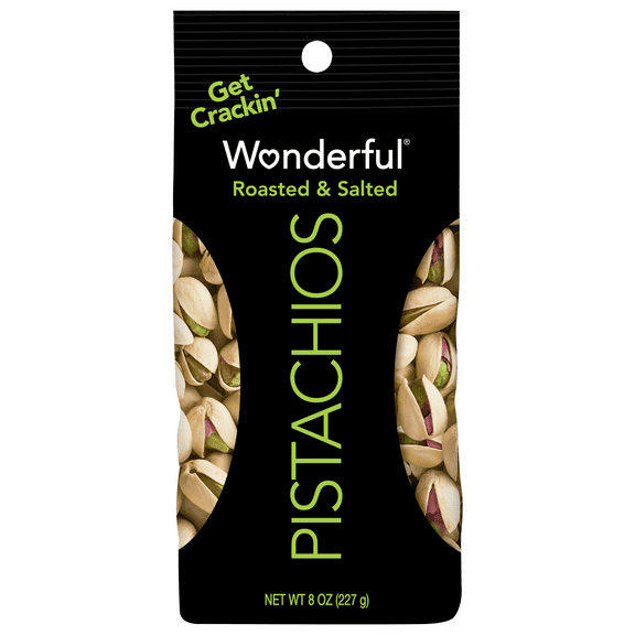Wonderful Pistachios, In-Shell Roasted & Salted Nuts, 8 Ounce Bag