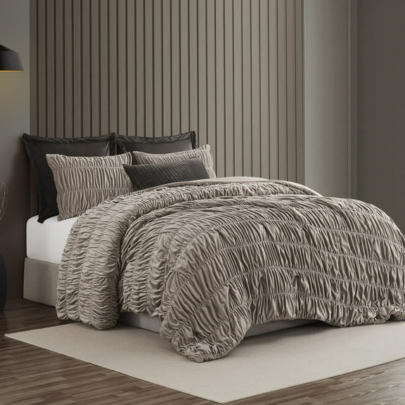 Wonderful Ruched Velvet Comforter Set - 3-Piece Lightweight All-Season Bedding