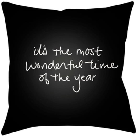 Surya PHDWT001-1818 Wonderful Time 18 x 18 x 4 in. Throw Pillow, Black - Medium