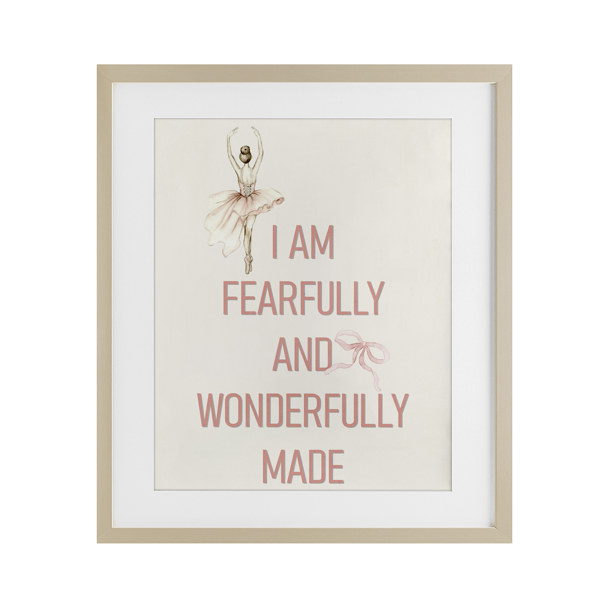 Wonderfully Made Ballerina Birch Framed Print Under Glass, design by Kim Allen