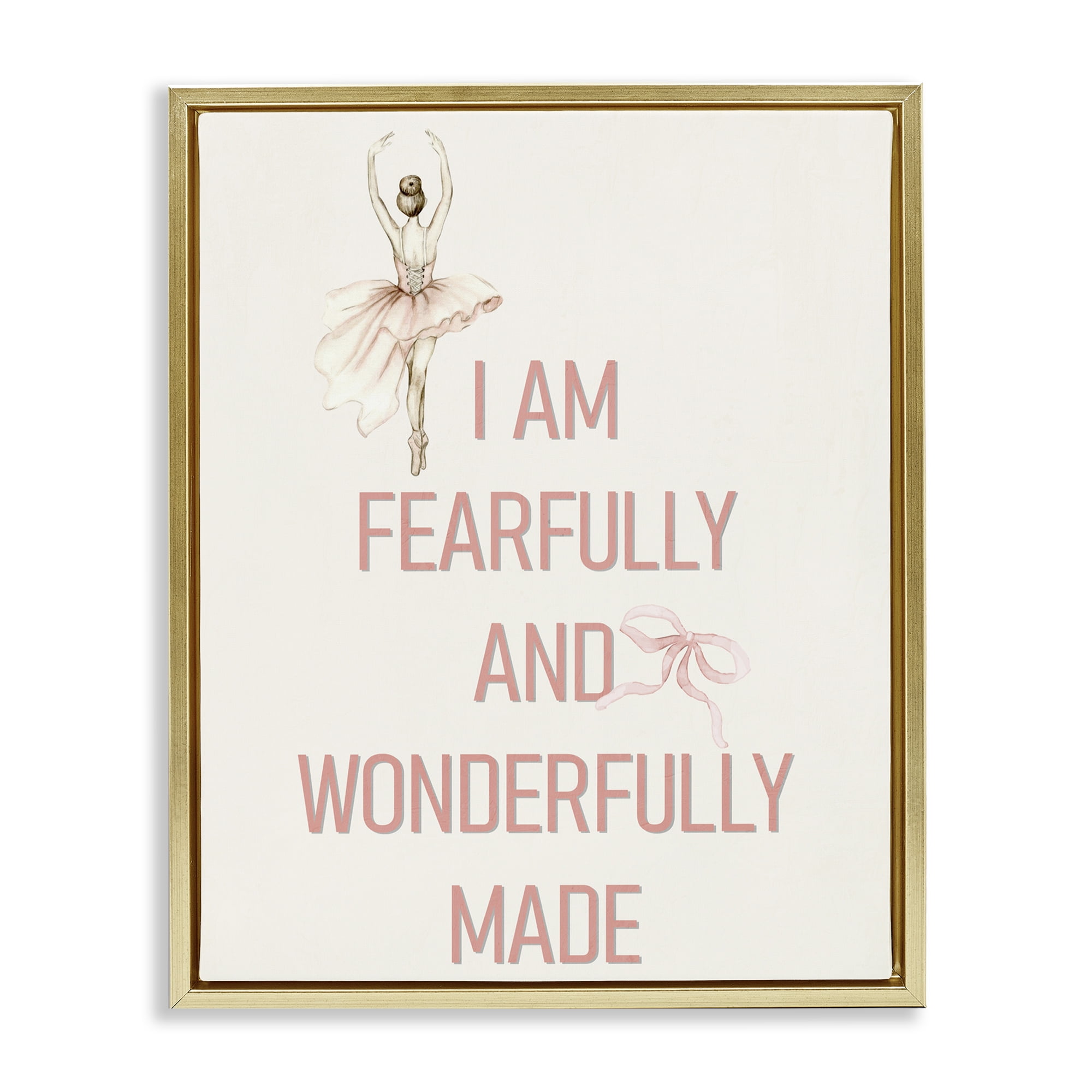 Wonderfully Made Ballerina Gold Framed Floater Canvas Wall Art, design by Kim Allen