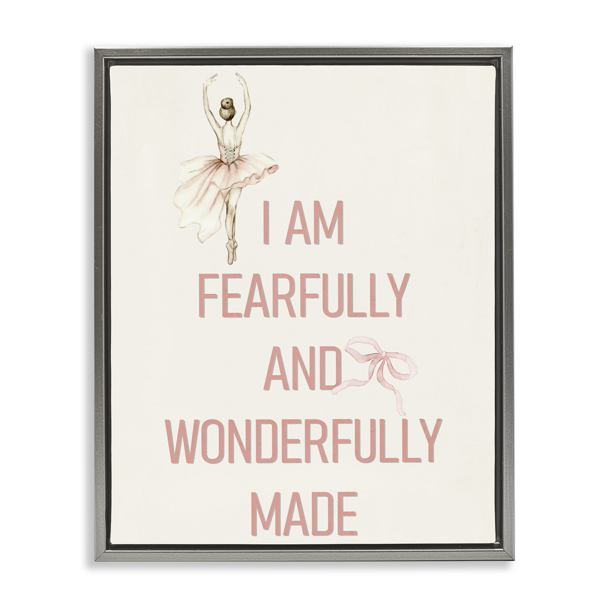 Wonderfully Made Ballerina Gray Framed Floater Canvas Wall Art, design by Kim Allen