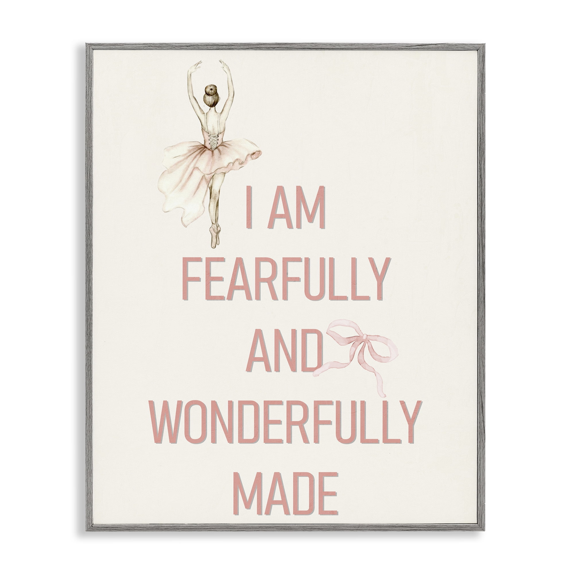 Wonderfully Made Ballerina Gray Framed Giclee Art, design by Kim Allen