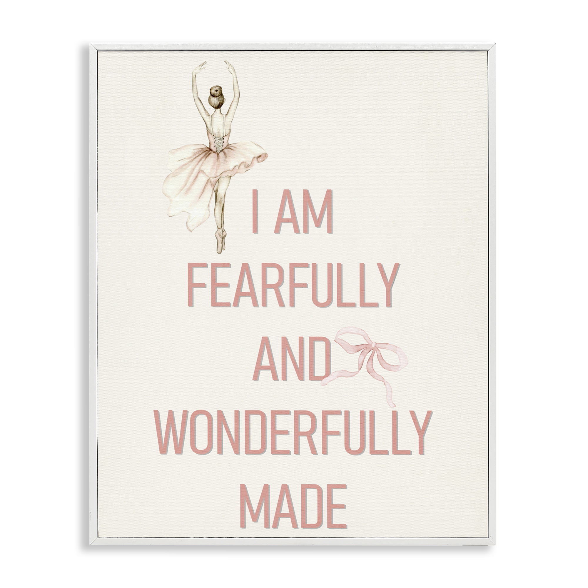 Wonderfully Made Ballerina White Framed Giclee Art, design by Kim Allen
