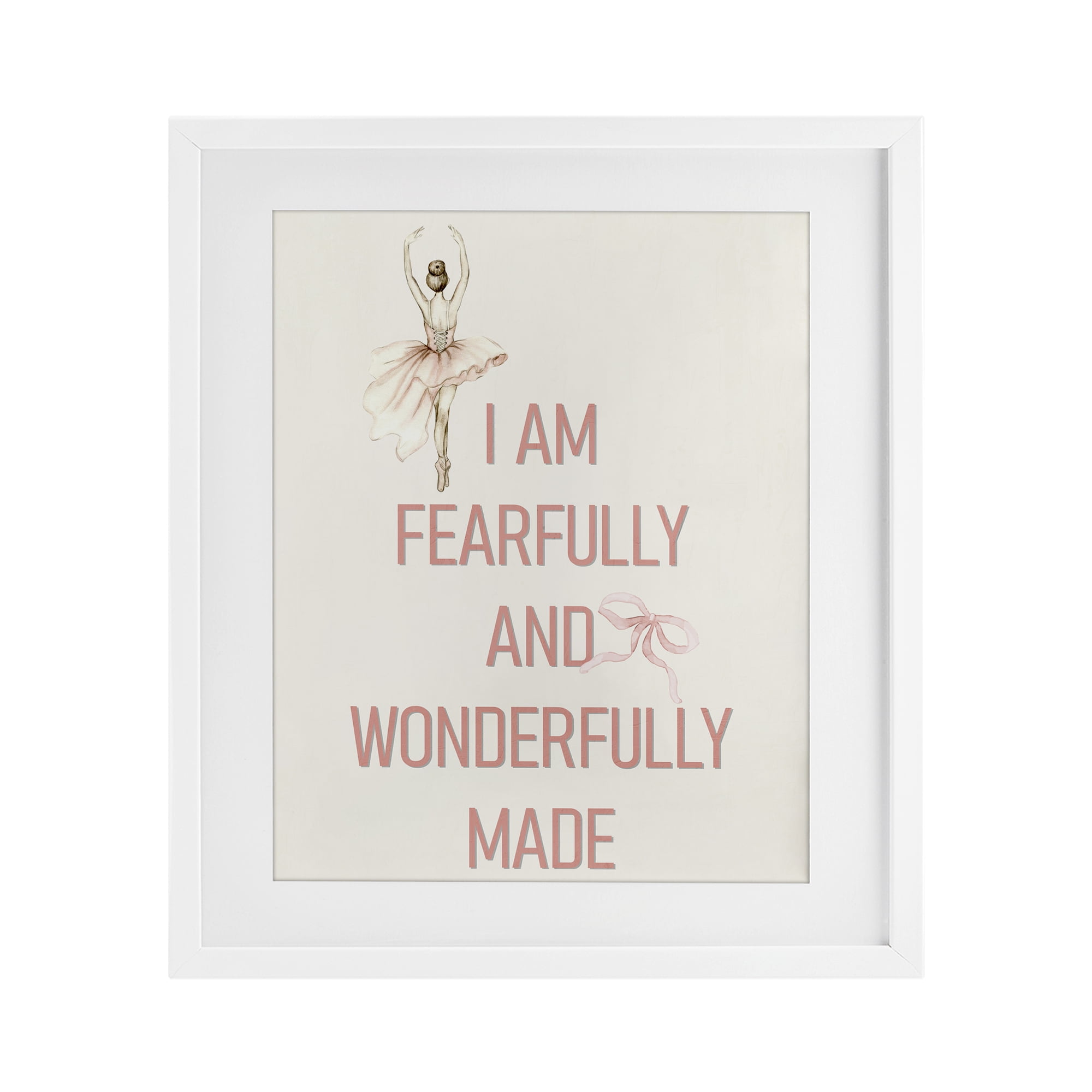 Wonderfully Made Ballerina White Framed Print Under Glass, design by Kim Allen