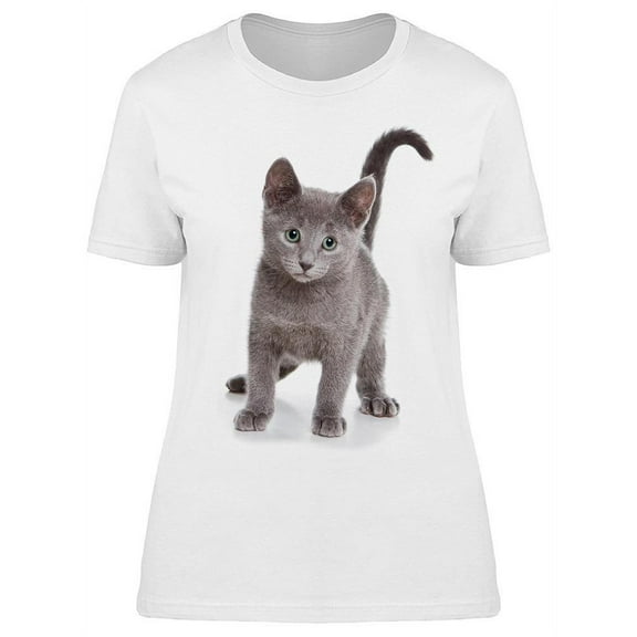 Wondering Blue Russian Kitty T-Shirt Women -Image by Shutterstock, Female Small