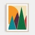 thumbnail image 1 of Wondering Solar Mountain - Mid Century Modern - Illustration Geometric Abstract Mid-Century Modern Minimalist Modern Art Pattern Oak Framed Wall Art Print 6 x 8 inches, 1 of 1