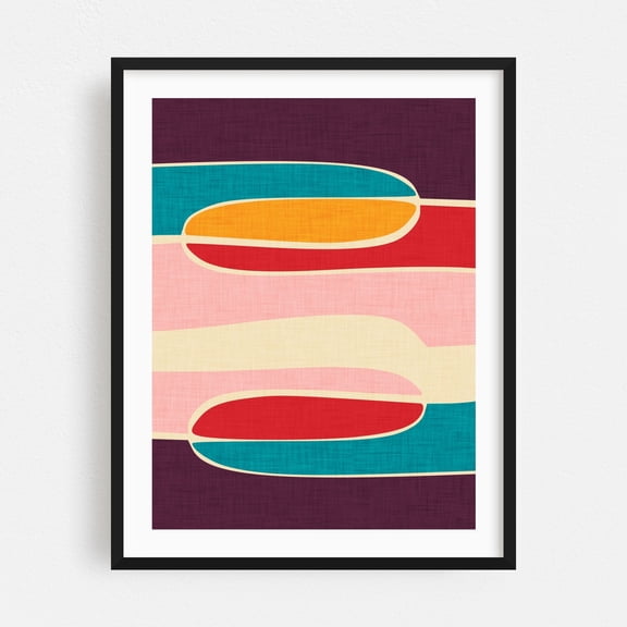 Wondering Waves - Digital Art Abstract Geometric Modern Art Pattern Mid-Century Modern Black Framed Wall Art Print 5 x 7 inches