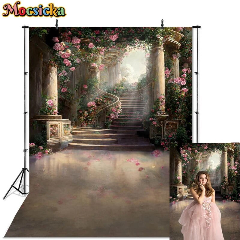 Wonderland Castle Photography Background Garden Flowers Decorative