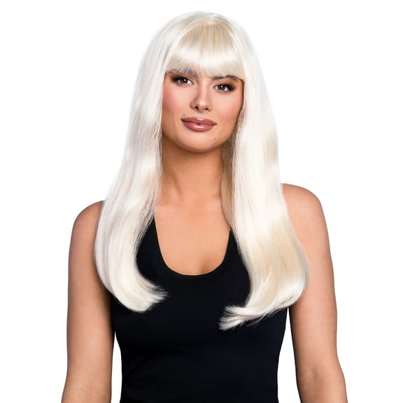 Wonderland Costume Halloween Banging Long Straight Wig for Adult, Blonde