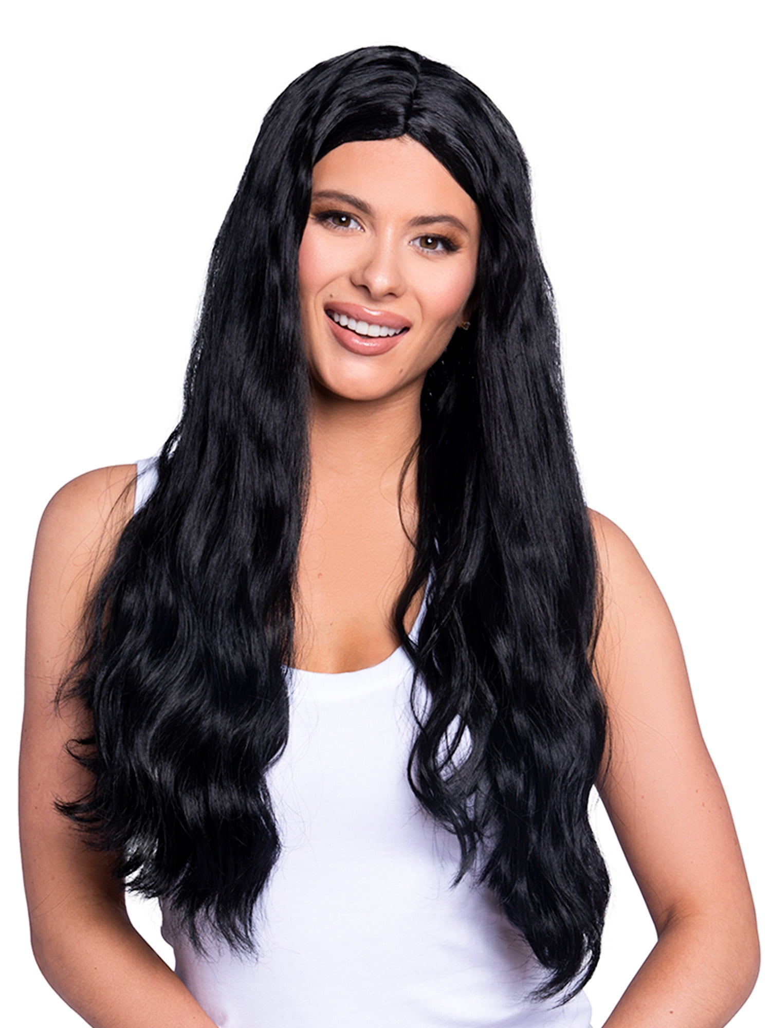 Wonderland Costume Halloween Center Part Long Way Wig for Adult Black