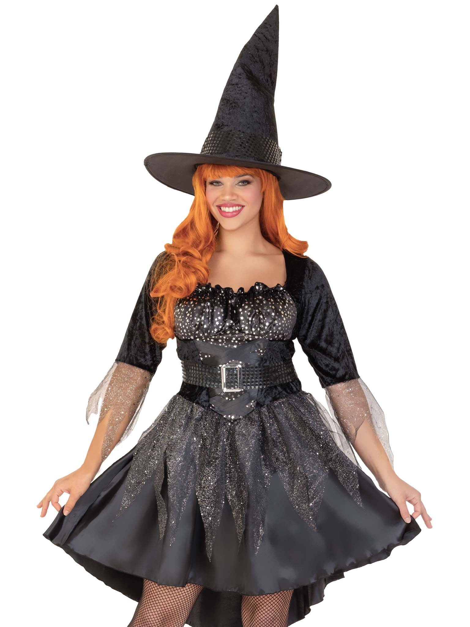 Wonderland Costumes Women's Black Magic Witch Halloween Costume, Large, Black