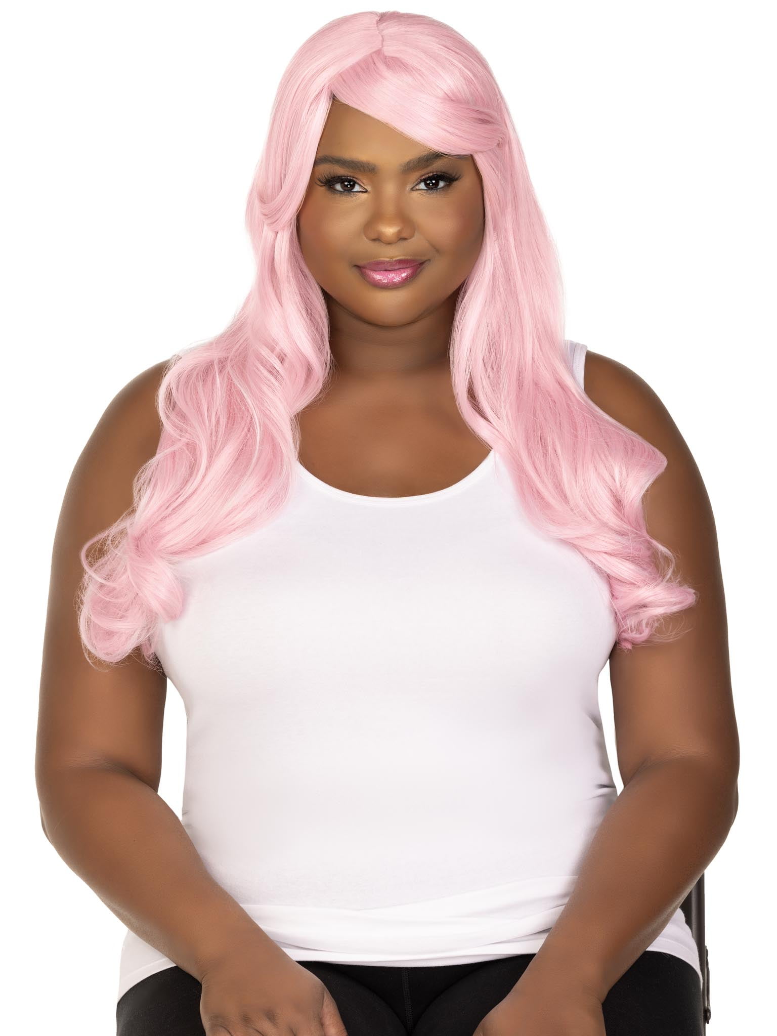 Long Wavy Pink Wig Premium Fashion Halloween Accessory for Adults by Wonderland Costume Walmart