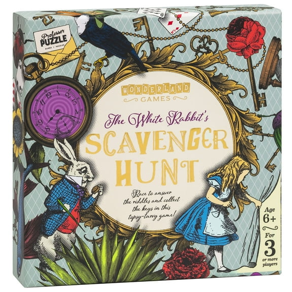 Professor Puzzle: The White Rabbit's Scavenger Hunt - Wonderland Games, Answer Riddles & Collect Keys In This Tipsy-Turvey Game, Kids 6+, 3+ Players